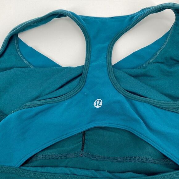 Lululemon Racer Back‎ Cinch Front Tank Medium Support Green Size 10 - Picture 6 of 12